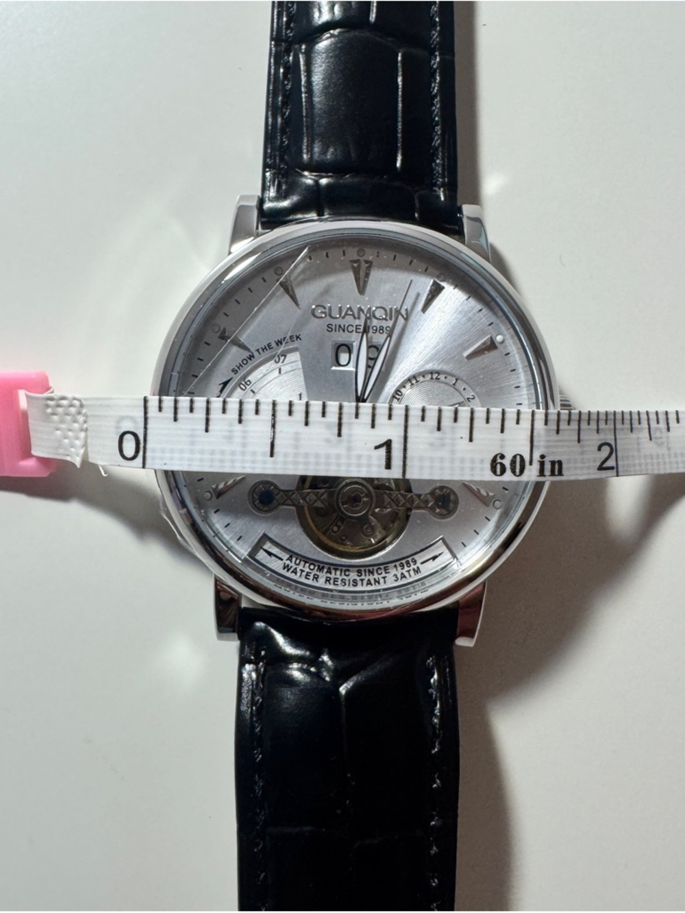 Automatic Men’s Watch – Guanqin - Open Heart Design – Leather Band - NEW in Box - Picture 7 of 8